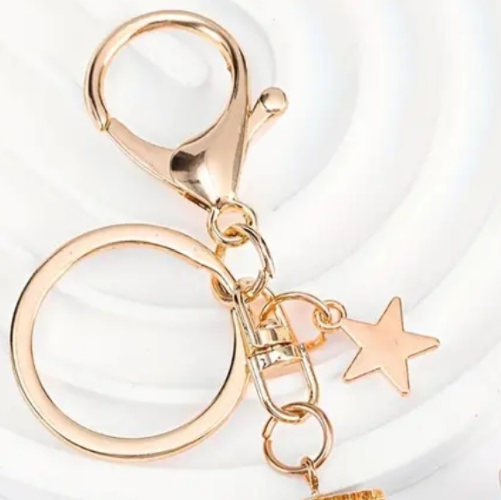 NEW! Resin Letter "H" Initial Keychain Purse Charm w/ Seahorse & Gold Star - Picture 2 of 6